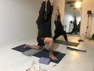 @2fatfairies doing yoga with Teacher Lalen